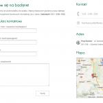 Widać możliwe sposoby skontaktowania się oraz mapę z pozycją pracowni